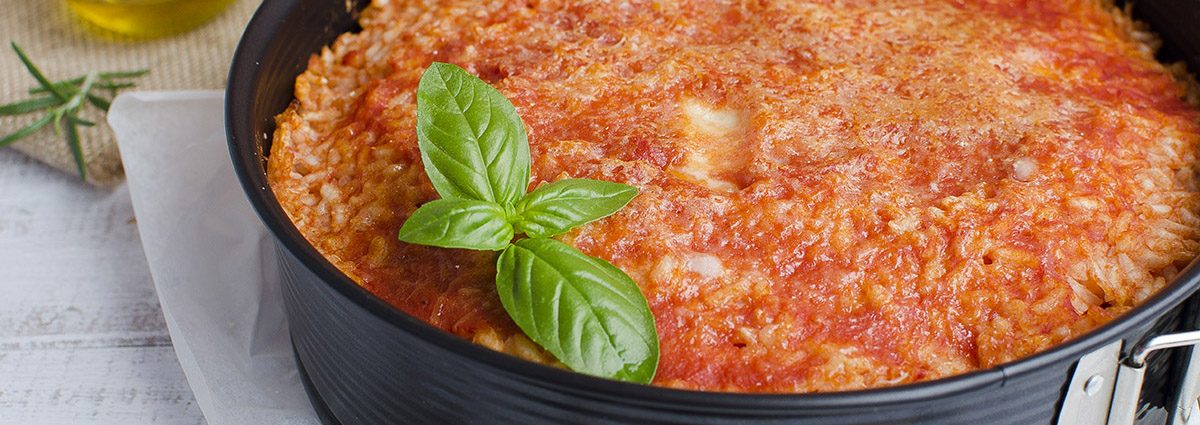 timballo di riso al pomodoro con polpettine