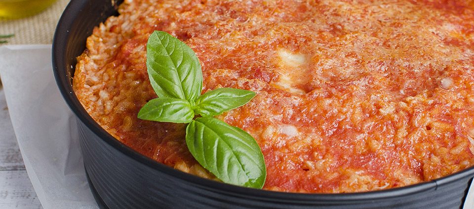 timballo di riso al pomodoro con polpettine